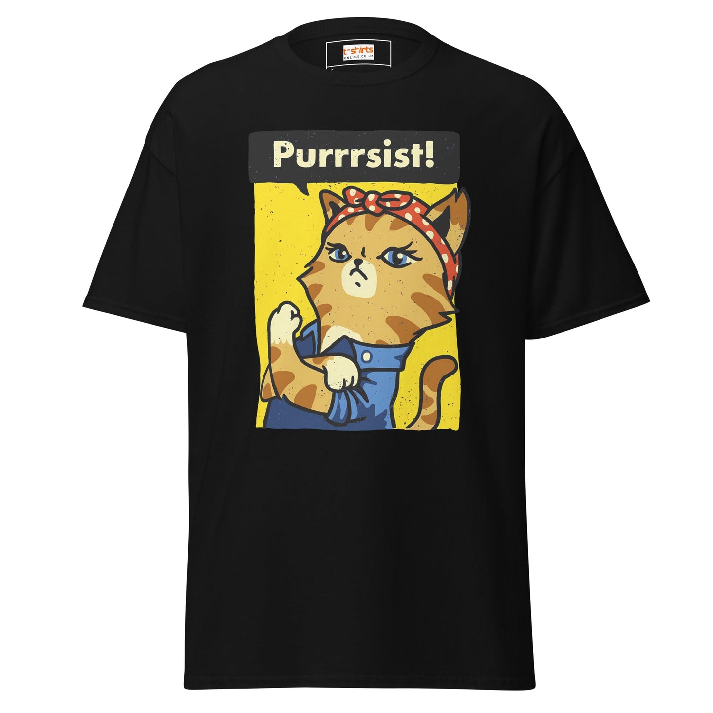 Purrrsist T-Shirt | Fierce Cat Tee - Black - T-Shirts Online