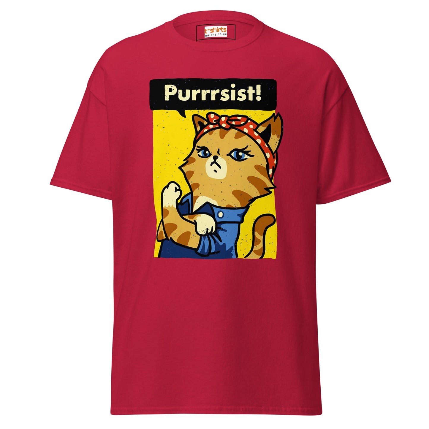 Purrrsist T-Shirt | Fierce Cat Tee - Cardinal - T-Shirts Online