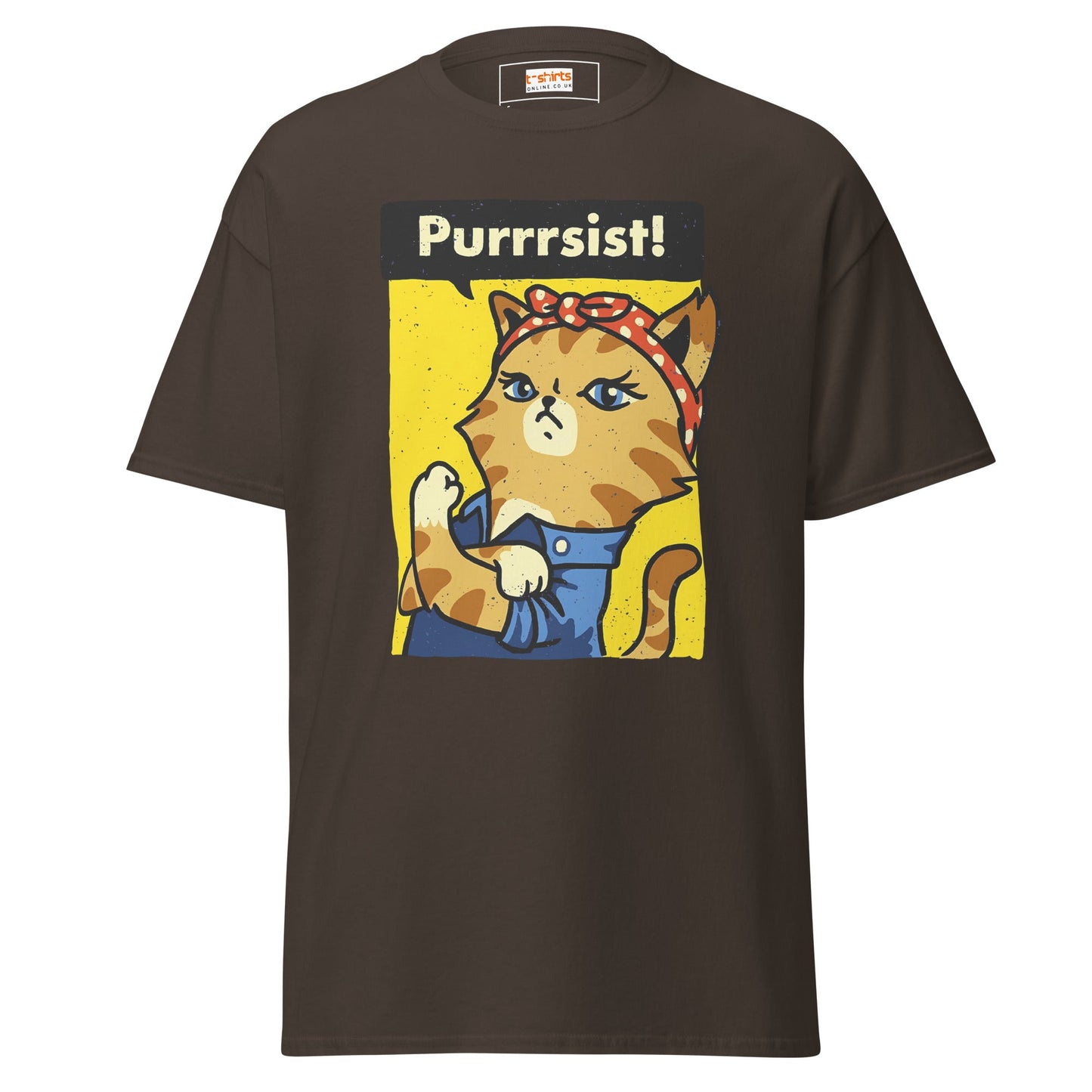 Purrrsist T-Shirt | Fierce Cat Tee - Dark Chocolate - T-Shirts Online