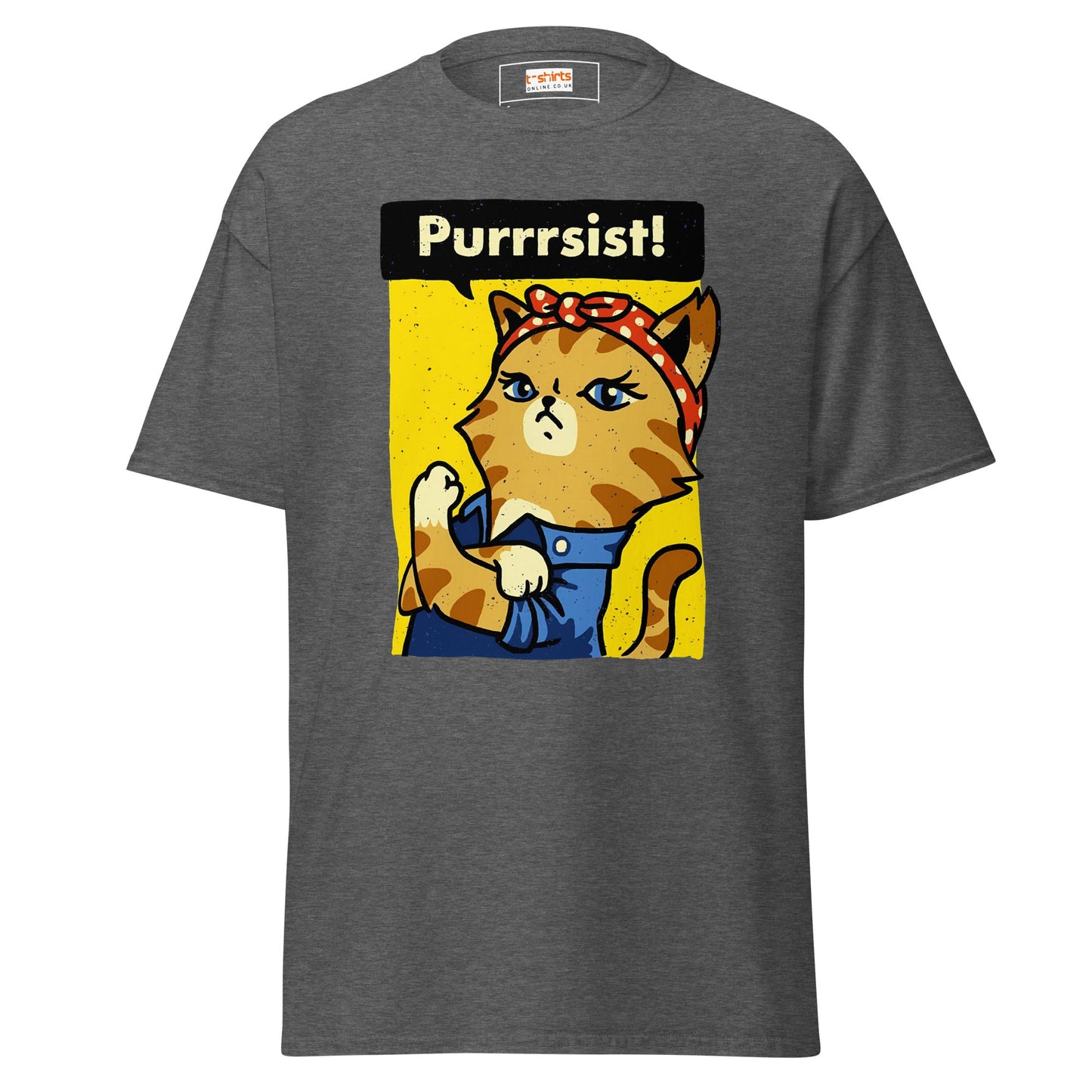 Purrrsist T-Shirt | Fierce Cat Tee - Dark Heather - T-Shirts Online