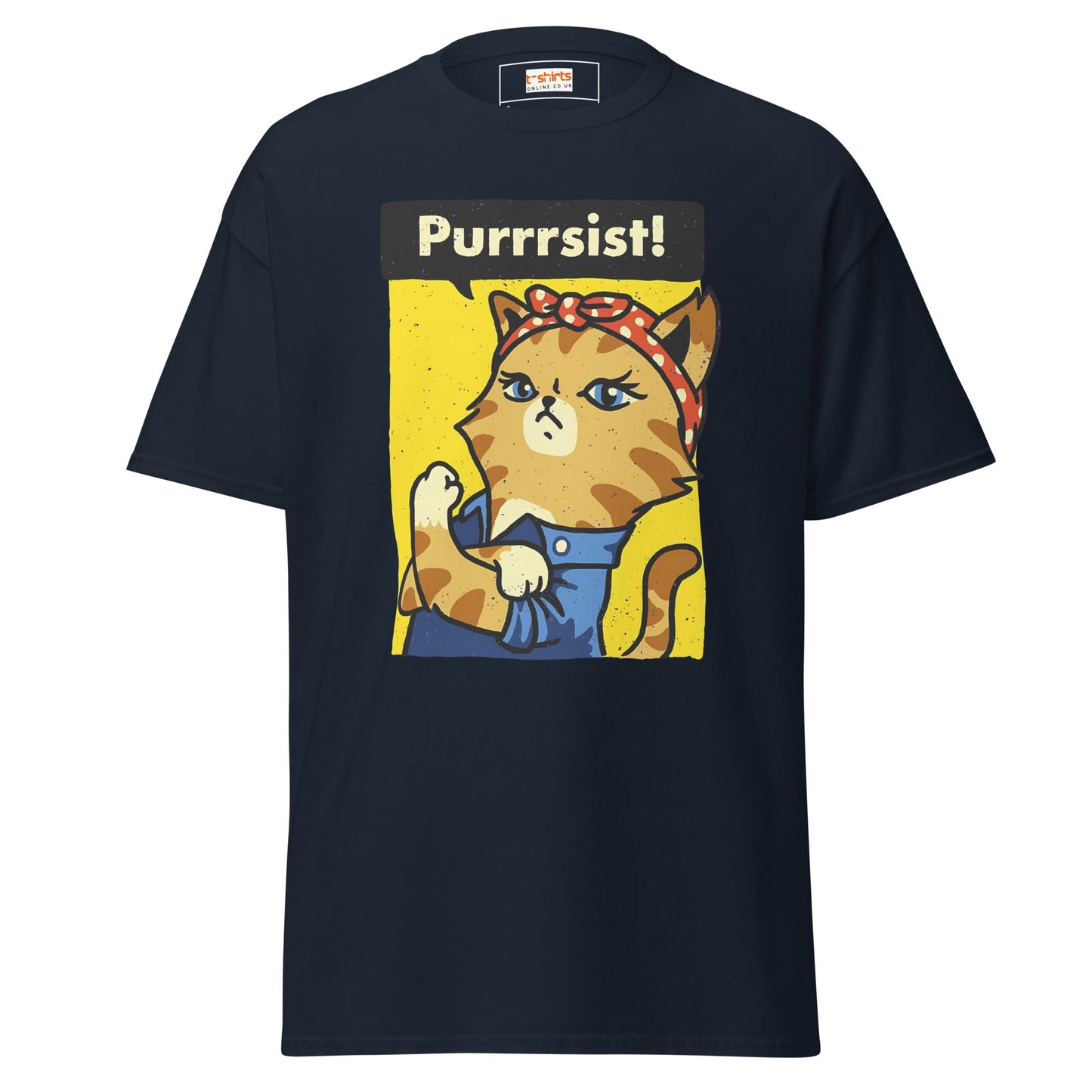 Purrrsist T-Shirt | Fierce Cat Tee - Navy - T-Shirts Online