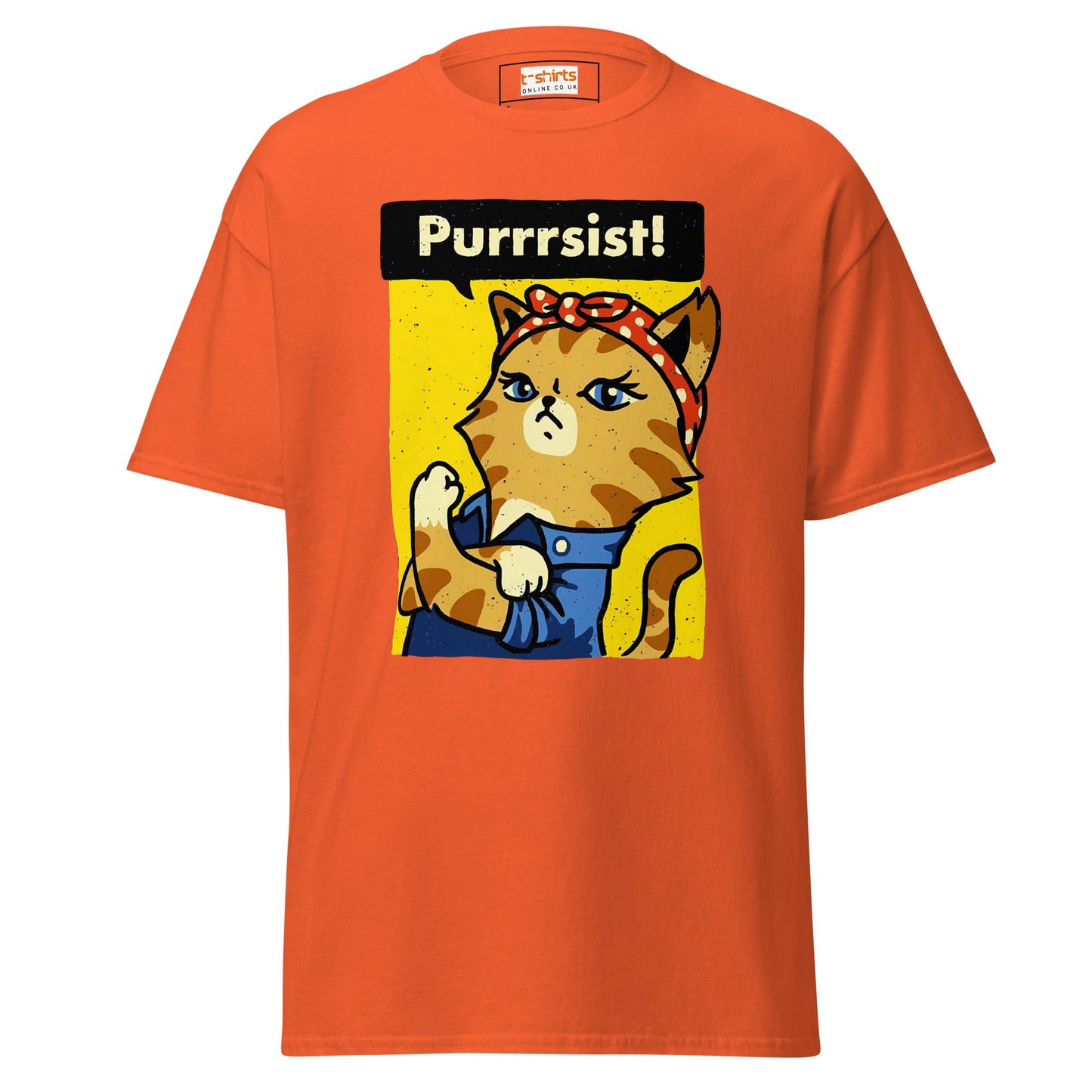 Purrrsist T-Shirt | Fierce Cat Tee - Orange - T-Shirts Online