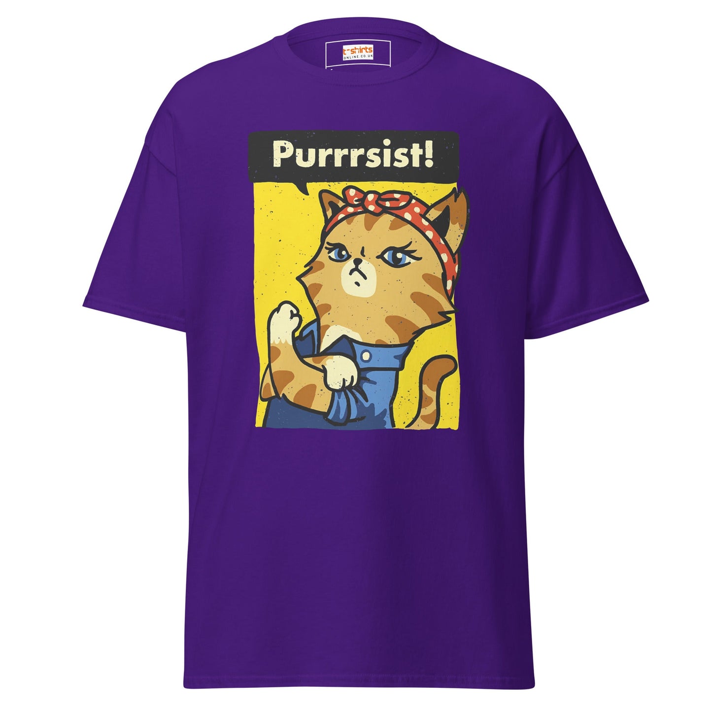 Purrrsist T-Shirt | Fierce Cat Tee - Purple - T-Shirts Online