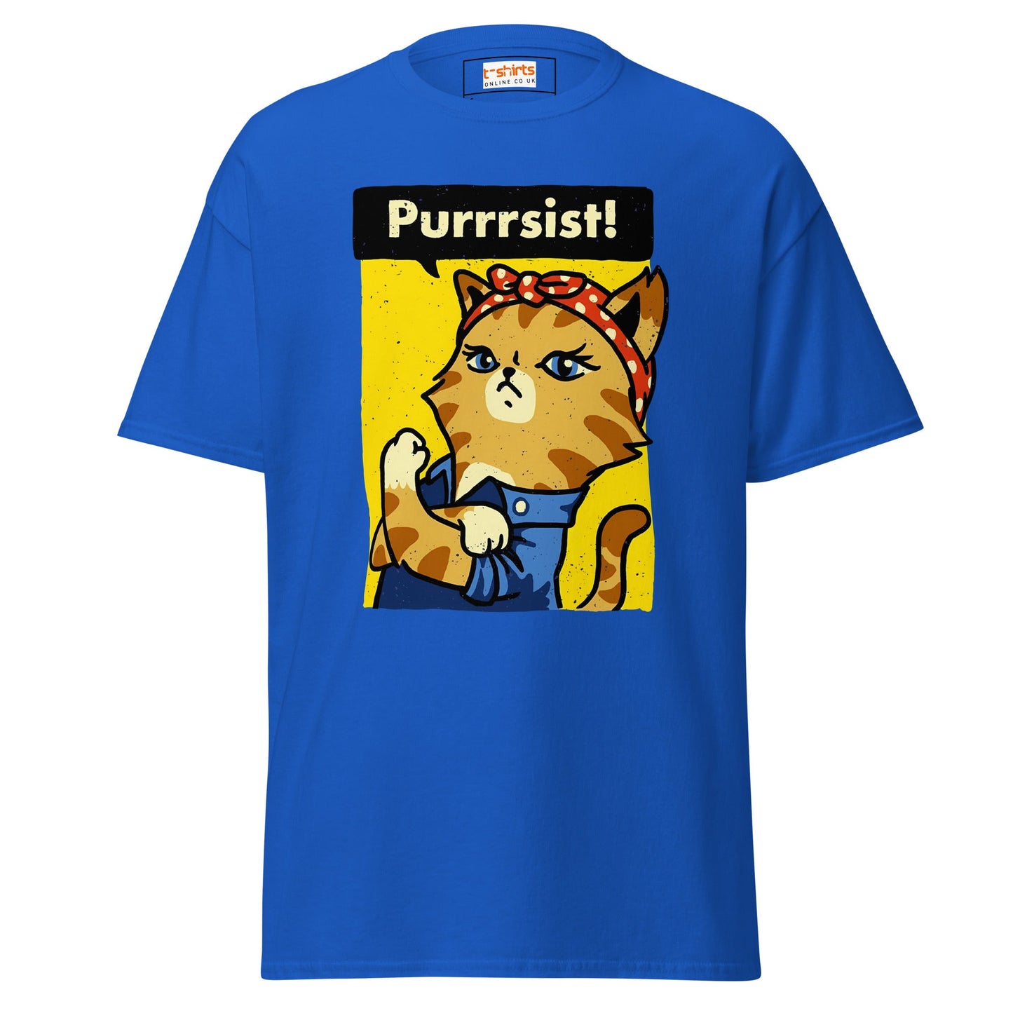 Purrrsist T-Shirt | Fierce Cat Tee - Royal - T-Shirts Online