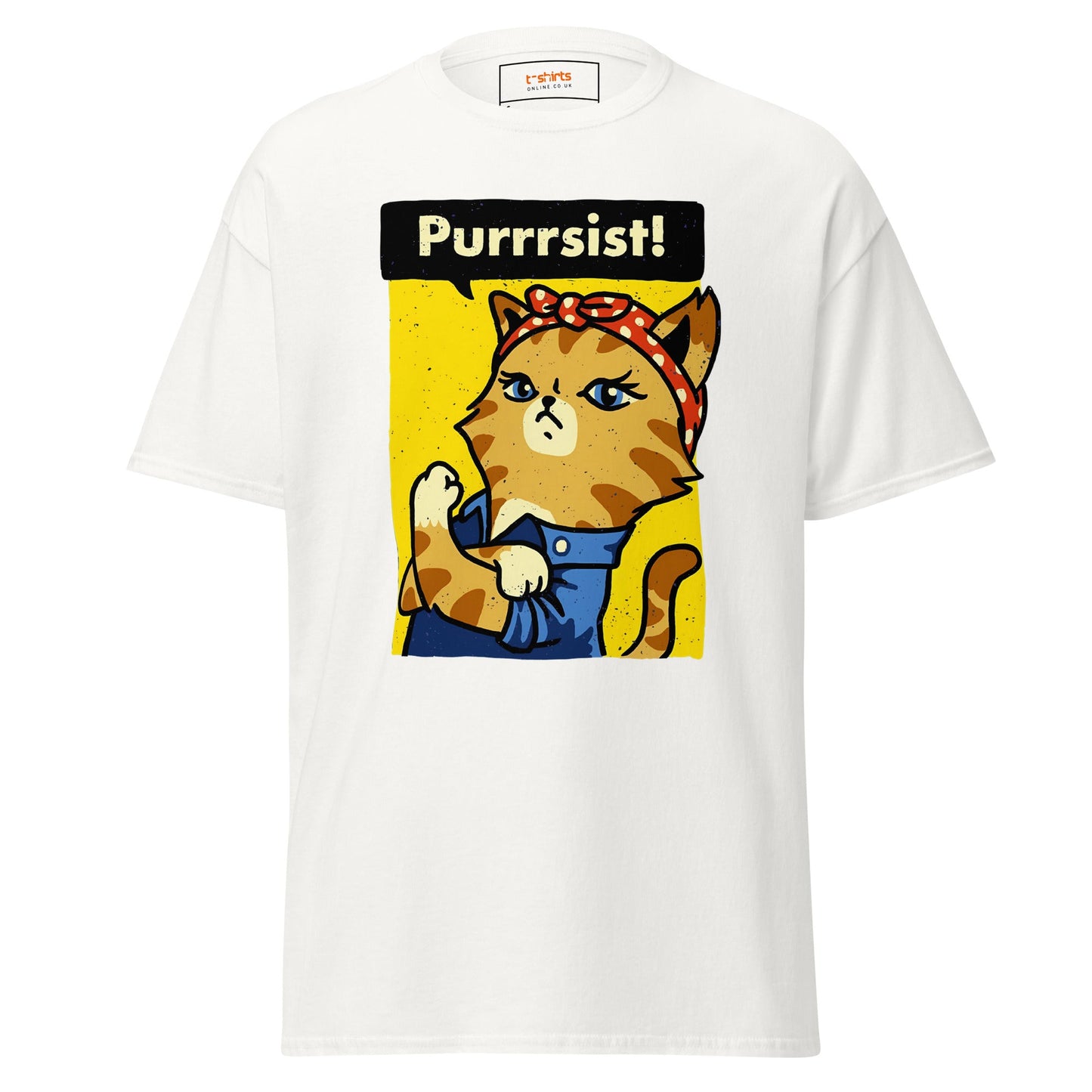 Purrrsist T-Shirt | Fierce Cat Tee - White - T-Shirts Online