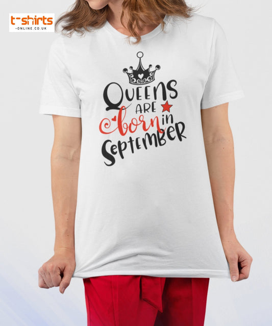 Queens Are Born in September T-Shirt | Birthday Tee - Charcoal - T-Shirts Online