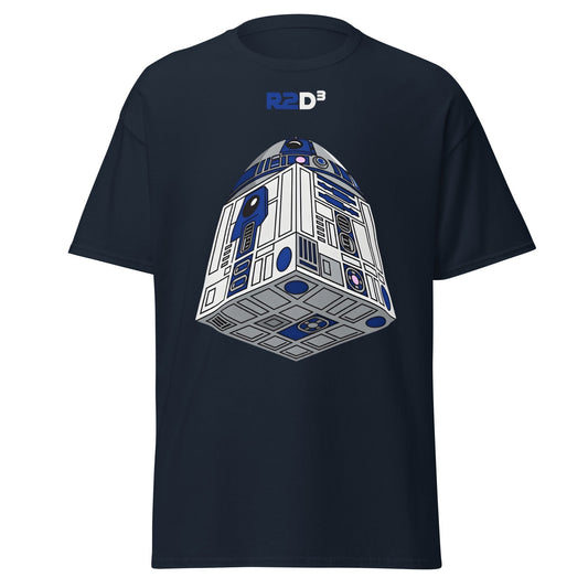 R2 - D3 Cube Droid T-Shirt - Funny Sci - Fi Geometry Tee - Navy - T-Shirts Online