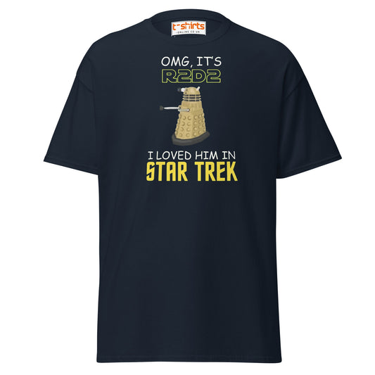R2D2 Star Trek Parody T-Shirt – Funny Sci - Fi Tee - Navy - T-Shirts Online