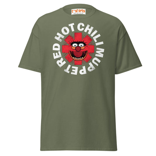 Red Hot Chili Muppet T-Shirt | Funny Band Parody Tee - Military Green - T-Shirts Online