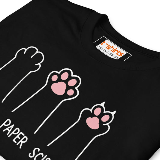 Rock Paper Scissors T-Shirt | Cat Tee - Black - T-Shirts Online