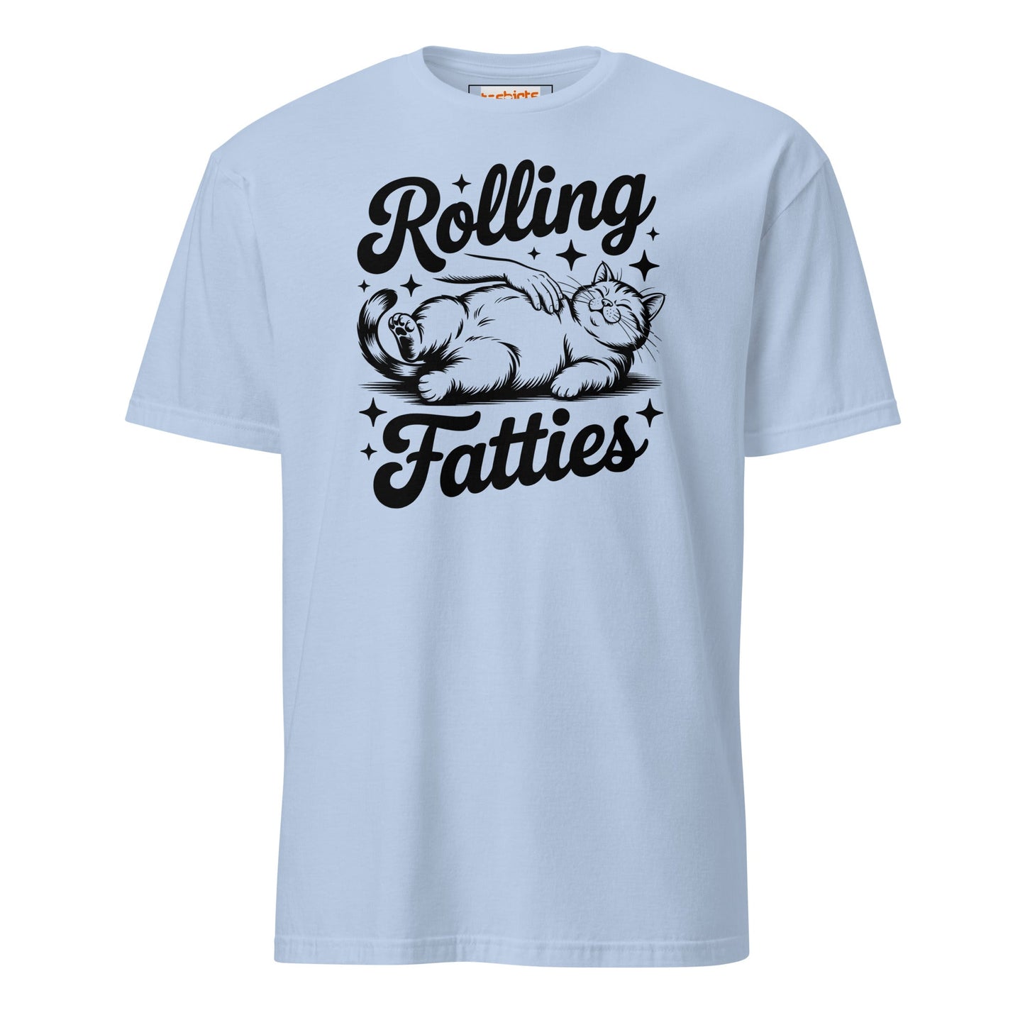 Rolling Fatties T-Shirt | Funny Cat T-Shirt - Light Blue - T-Shirts Online