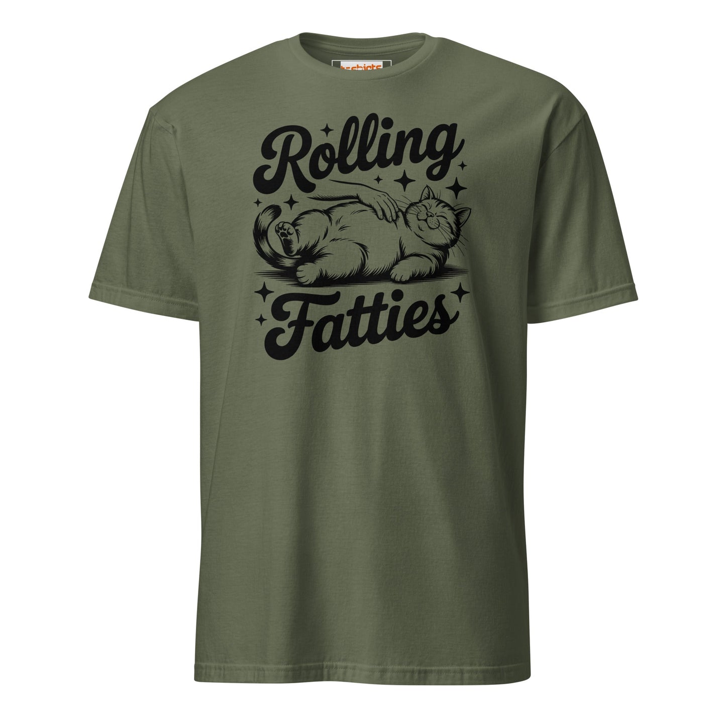 Rolling Fatties T-Shirt | Funny Cat T-Shirt - Military Green - T-Shirts Online