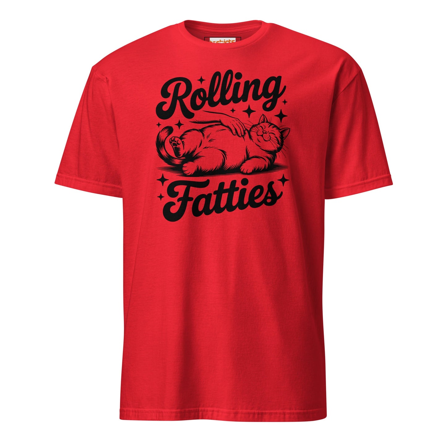 Rolling Fatties T-Shirt | Funny Cat T-Shirt - Red - T-Shirts Online