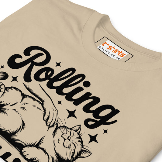 Rolling Fatties T-Shirt | Funny Cat T-Shirt - Sand - T-Shirts Online