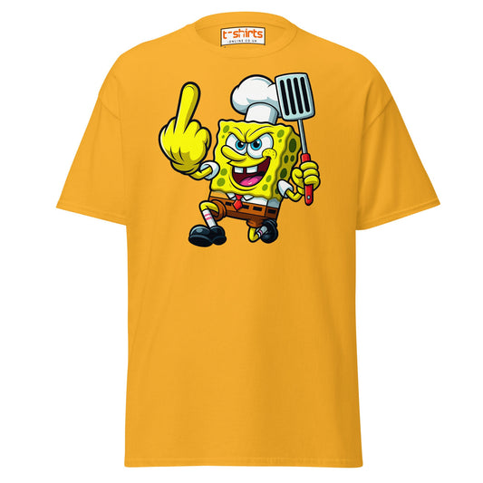 Rude Sponge Chef T-Shirt | Funny Offensive Cartoon Tee - Gold - T-Shirts Online