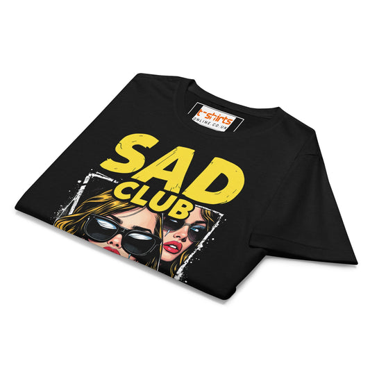Sad Club T-Shirt | Women's Soft Semi - FittedT-Shirt - Black - T-Shirts Online