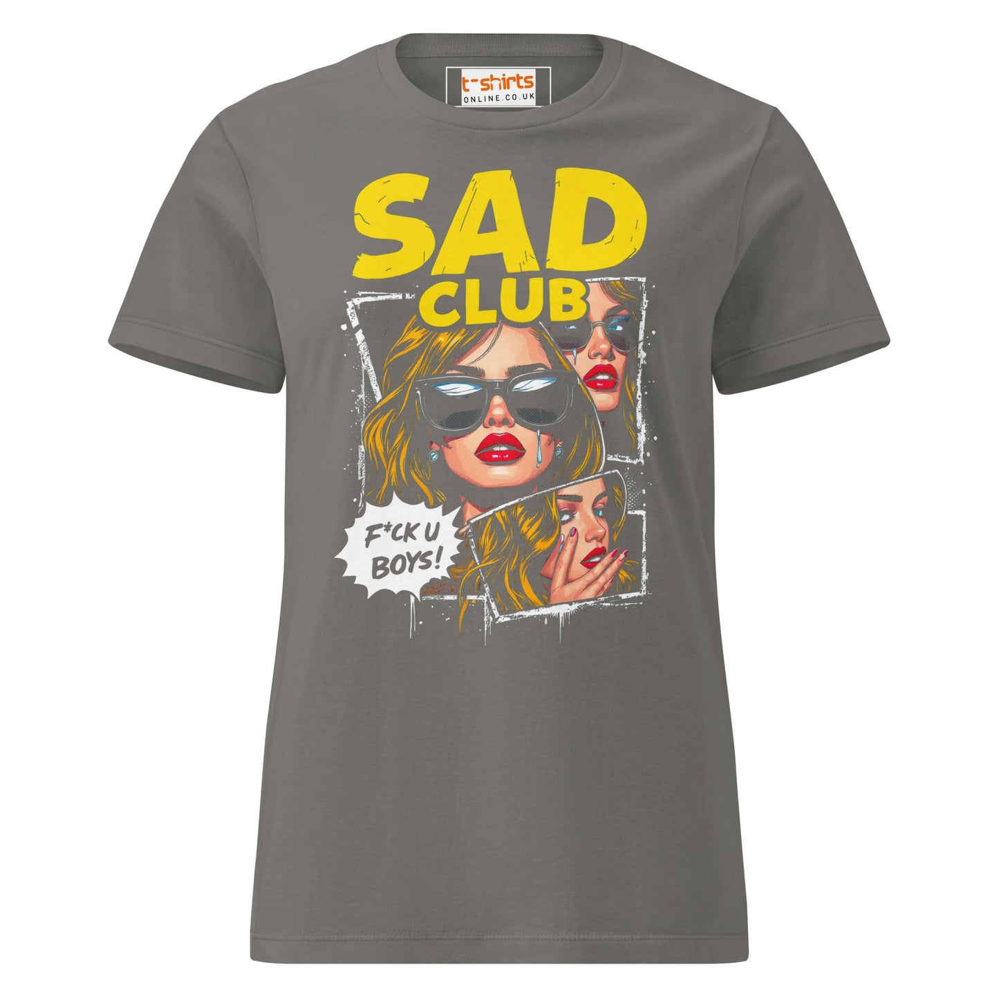 Sad Club T-Shirt | Women's Soft Semi - FittedT-Shirt - Charcoal - T-Shirts Online