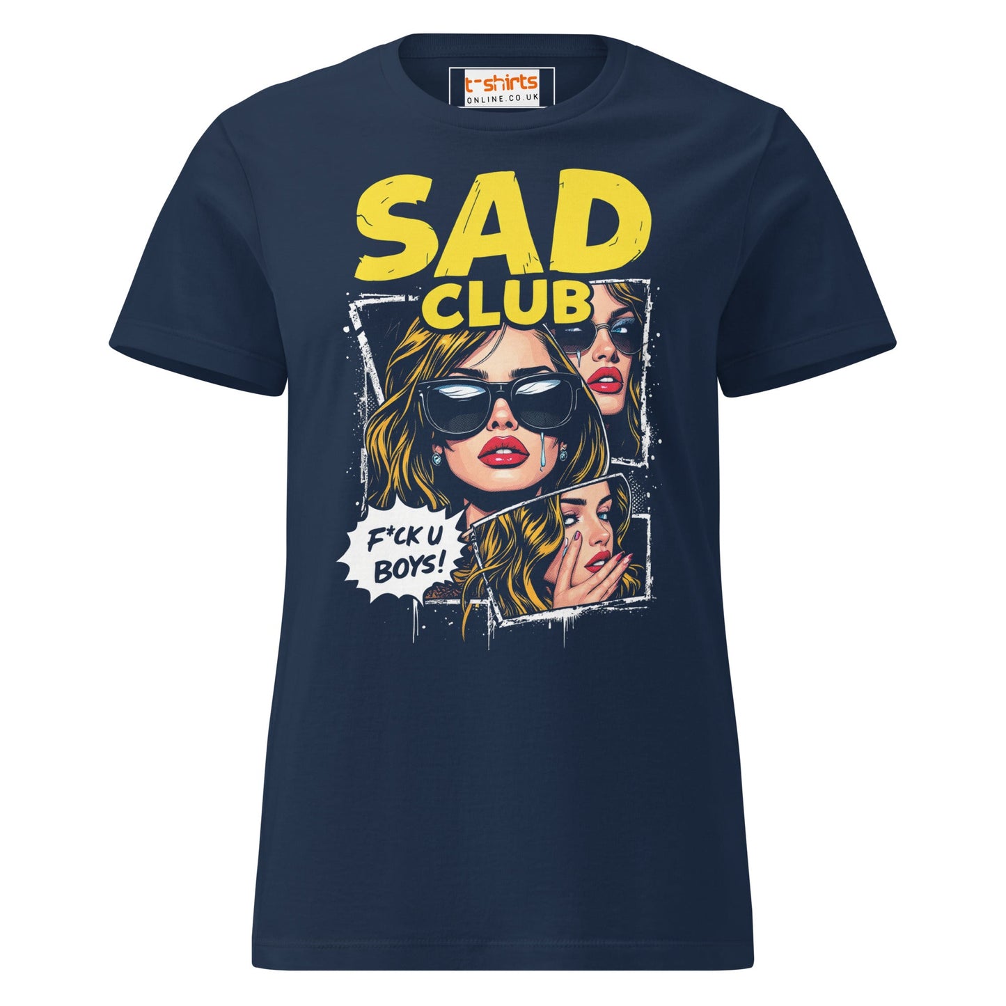 Sad Club T-Shirt | Women's Soft Semi - FittedT-Shirt - Navy - T-Shirts Online
