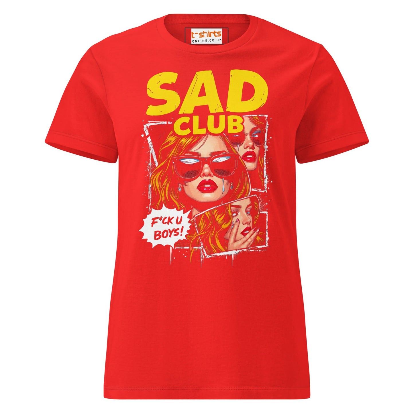 Sad Club T-Shirt | Women's Soft Semi - FittedT-Shirt - Red - T-Shirts Online