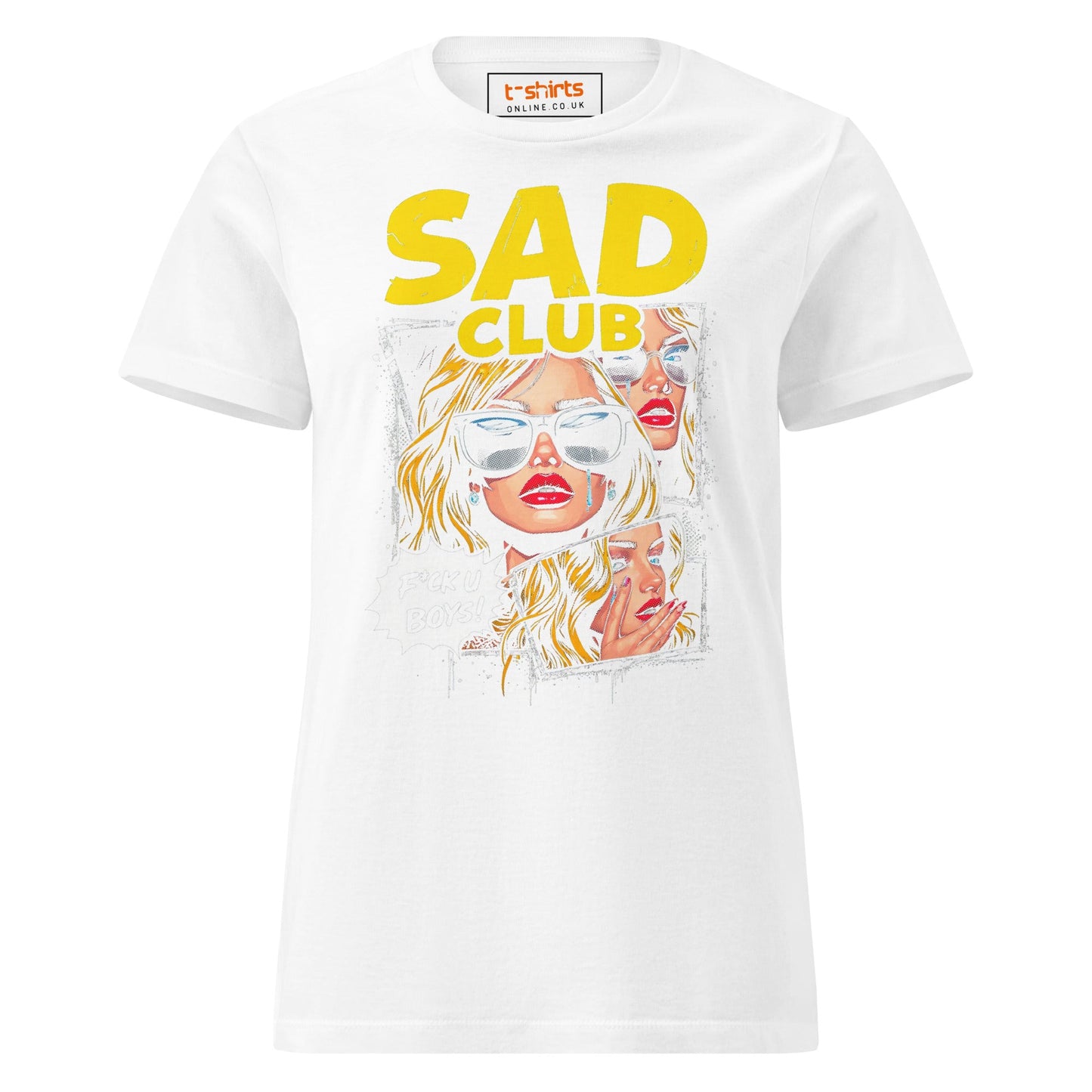 Sad Club T-Shirt | Women's Soft Semi - FittedT-Shirt - White - T-Shirts Online