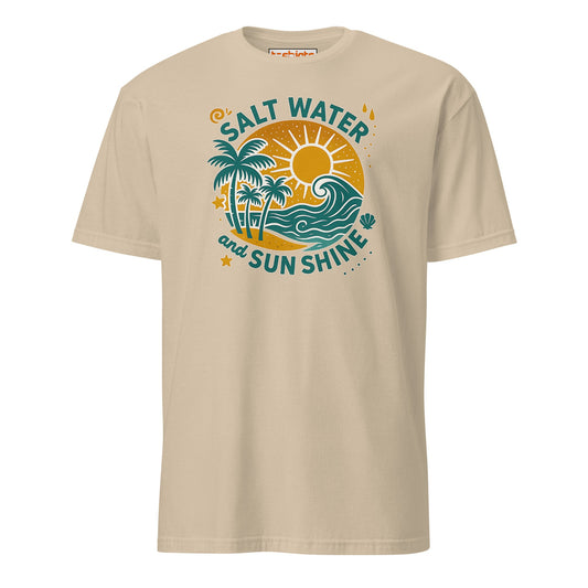 Salt Water and Sunshine T-Shirt – Retro Beach Vibes Tee - Sand - T-Shirts Online