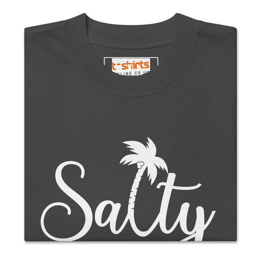 Salty T-Shirt | Oversized Faded Summer Beach Tee - Faded Black - T-Shirts Online
