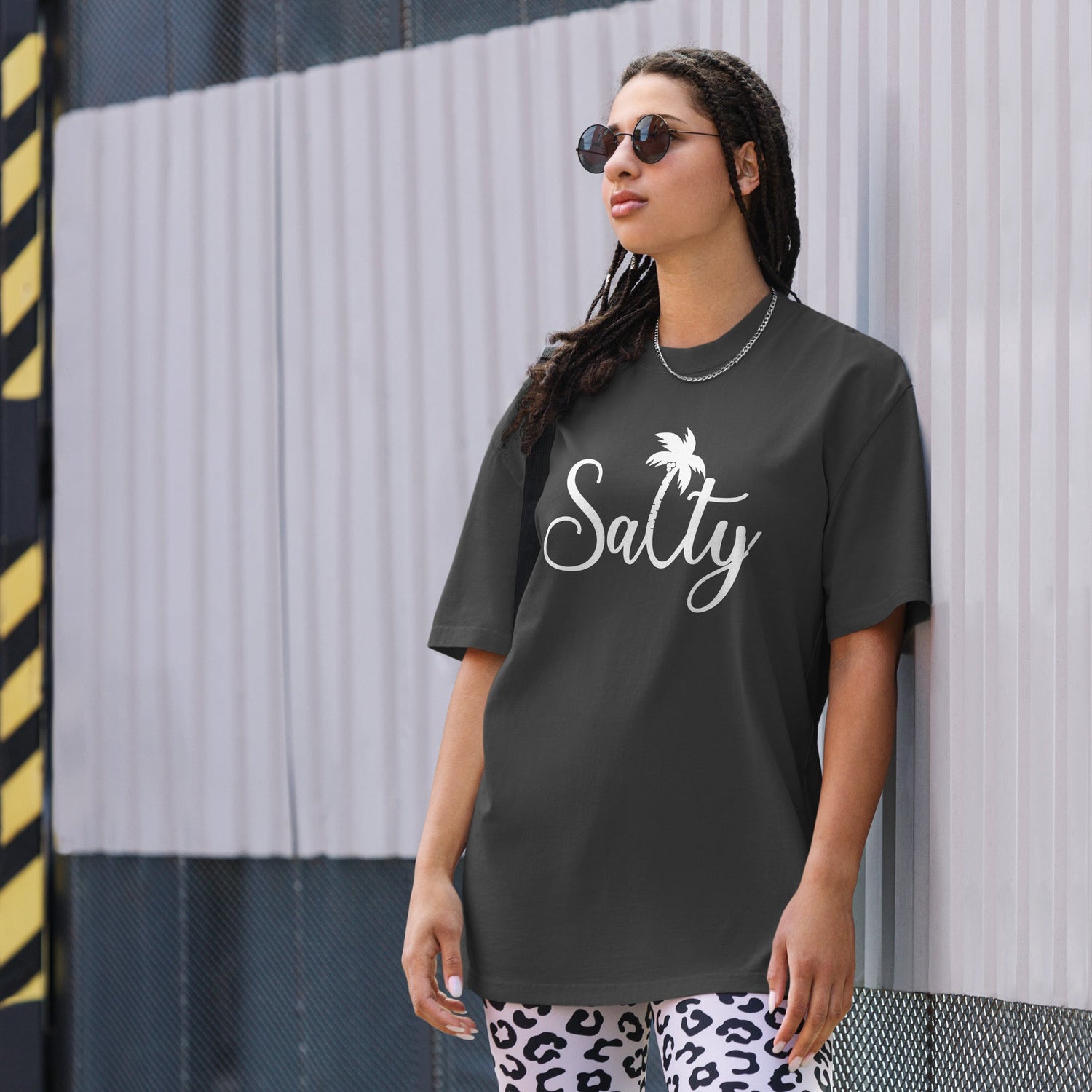 Salty T-Shirt | Oversized Faded Summer Beach Tee - Faded Black - T-Shirts Online