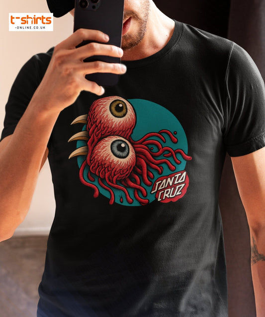 Santa Cruz Eyeball Tentacle Graphic T-Shirt - Maroon - T-Shirts Online