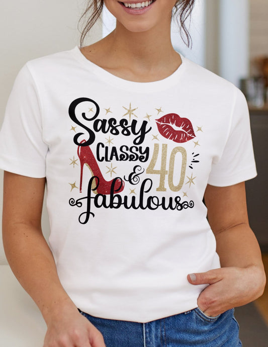 Sassy & Classy | 40th Birthday T-Shirt - Red - T-Shirts Online