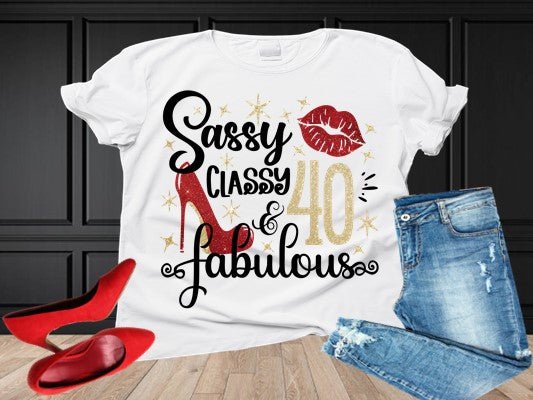 Sassy & Classy | 40th Birthday T-Shirt - Red - T-Shirts Online