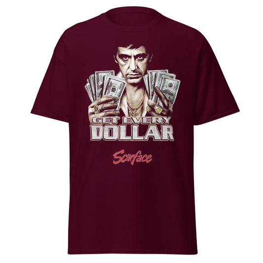 Scarface Tony Montana "Get Every Dollar" T-Shirt - Maroon - T-Shirts Online