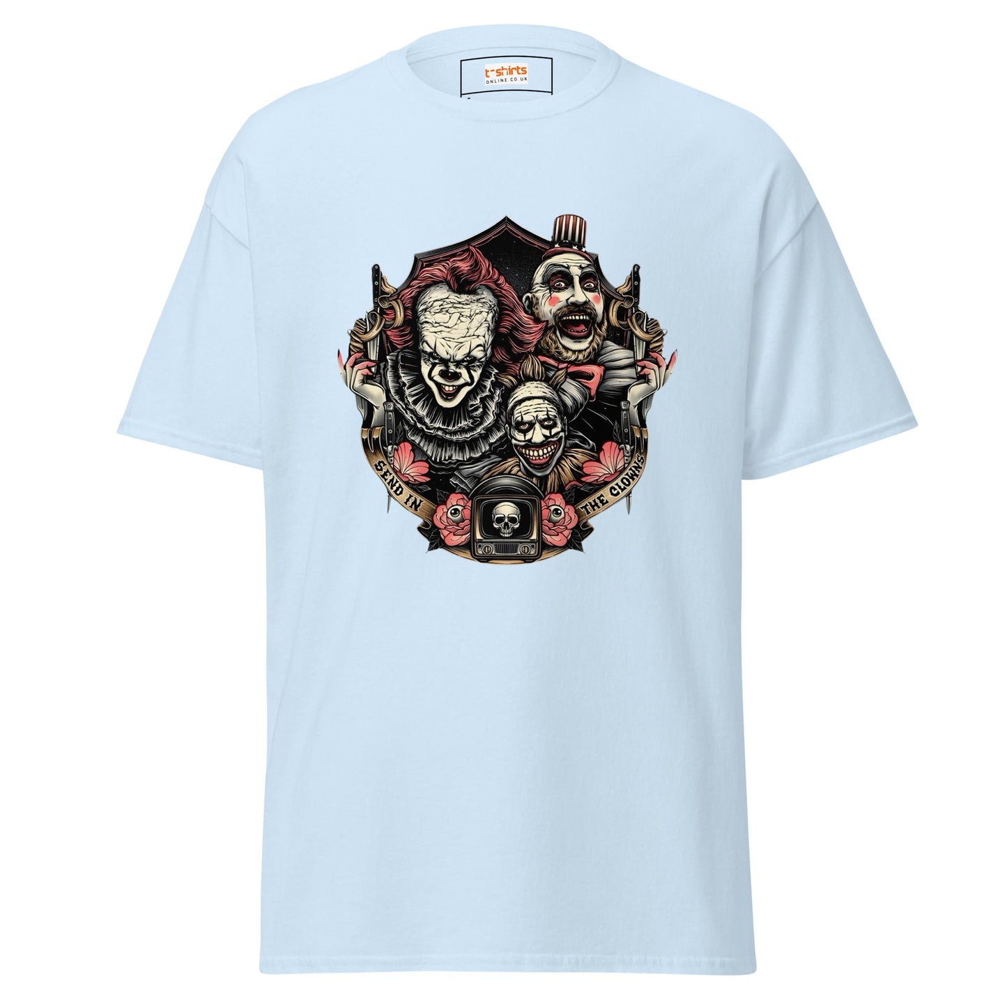 Send in the Clowns | Clown Horror Movie T-Shirt - Light Blue - T-Shirts Online