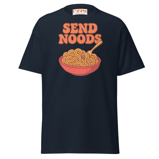 Send Noods T-Shirt – Funny Comic Noodle Pun Tee - Navy - T-Shirts Online