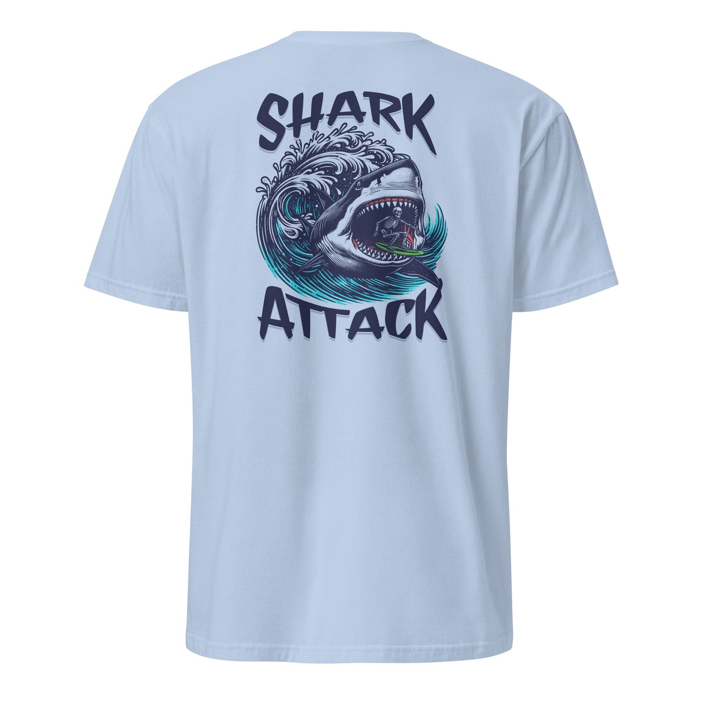 Shark Attack T-Shirt - Beachwear Tee - Light Blue - T-Shirts Online