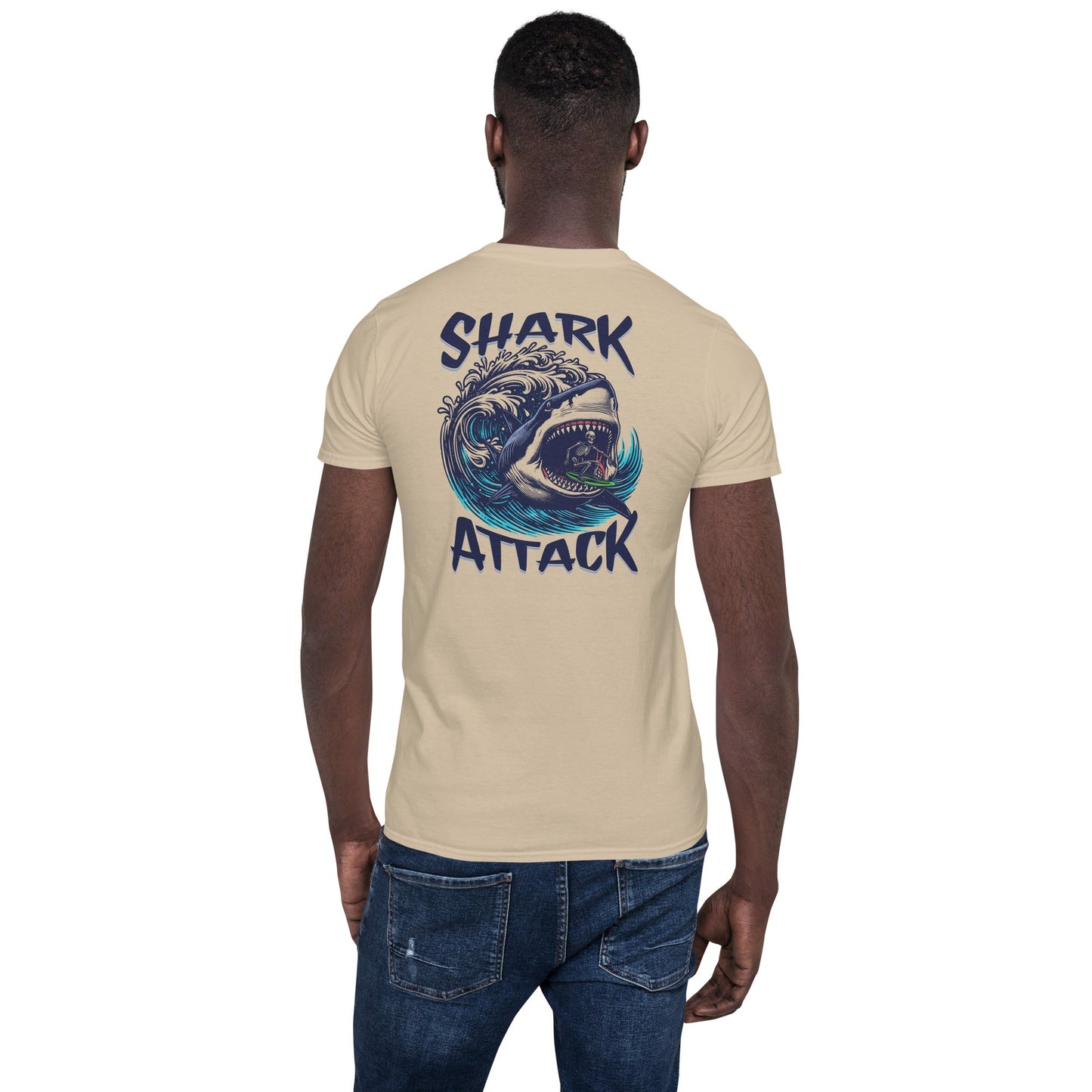 Shark Attack T-Shirt - Beachwear Tee - Sand - T-Shirts Online