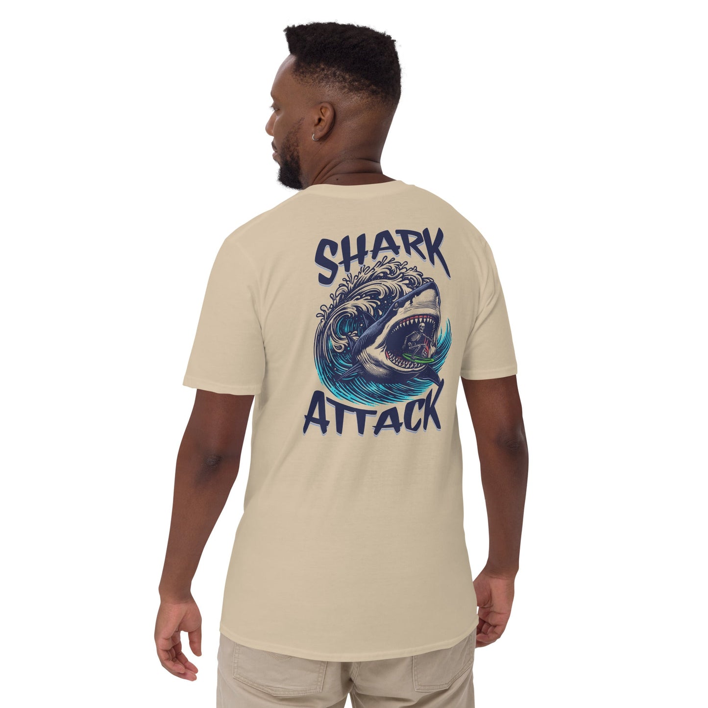 Shark Attack T-Shirt - Beachwear Tee - Sand - T-Shirts Online