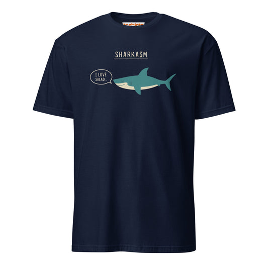 Sharkasm T-Shirt – Funny Sarcastic Shark Tee - Navy - T-Shirts Online