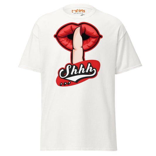 Shhh Lips T-Shirt | Sexy Retro Style Graphic Tee - White - T-Shirts Online