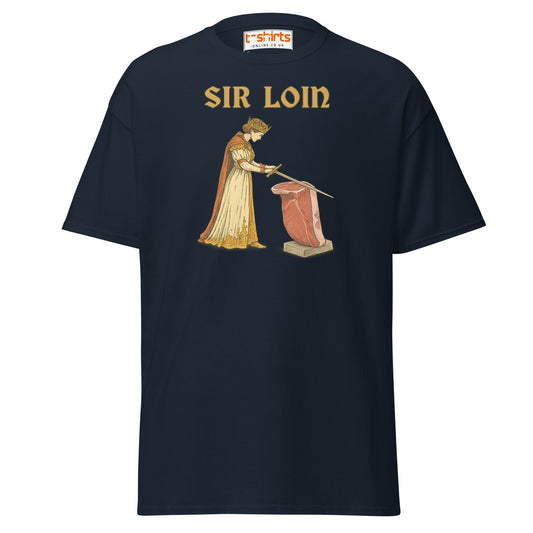 Sir Loin T-Shirt – Funny Steak Knight Pun Tee - Navy - T-Shirts Online