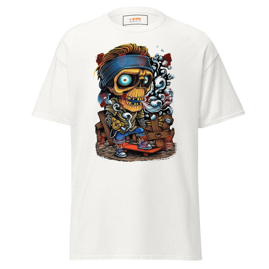 Skater Skeleton | Skateboard T-Shirt - White - T-Shirts Online