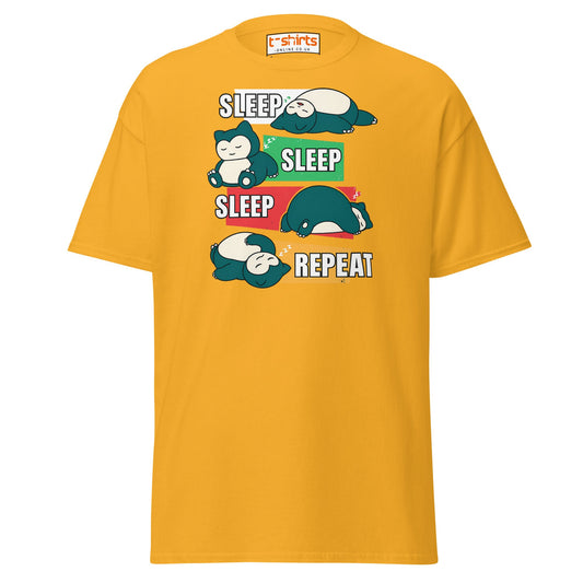 Sleep Sleep Sleep Repeat Snorlax Parody T-Shirt - Gold - T-Shirts Online