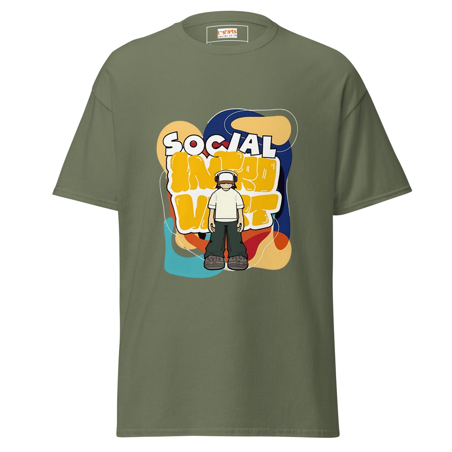 Social Introvert | Graphic T-Shirt - Military Green - T-Shirts Online