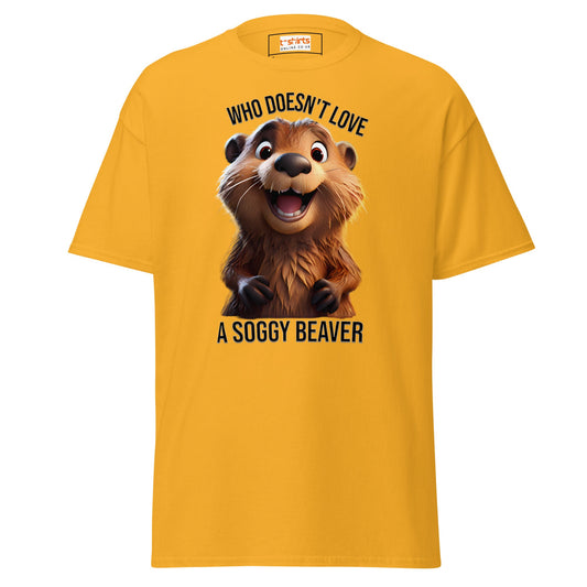 Soggy Beaver T-Shirt | 18+ Graphic Bold Tee - Gold - T-Shirts Online
