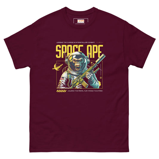 Space Ape T-Shirt | Bold Graphic Tee - Maroon - T-Shirts Online
