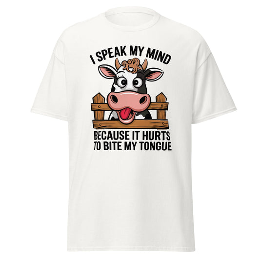Speak My Mind | Funny Cow T-Shirt - White - T-Shirts Online