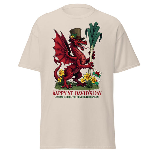 St David’s Day Welsh Dragon T-Shirt | Cymru Pride Tee - Natural - T-Shirts Online