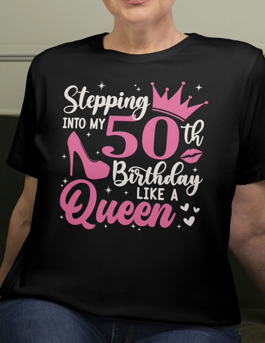 Stepping into my 50's | 50th Birthday Shirt - Black - T-Shirts Online