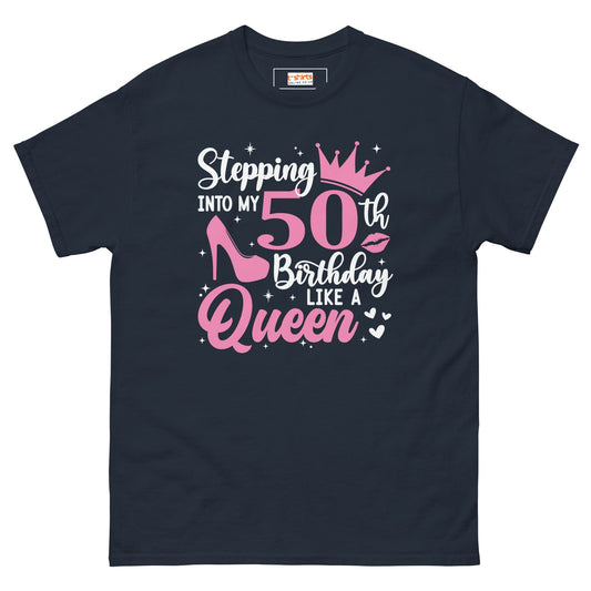 Stepping into my 50's | 50th Birthday Shirt - Navy - T-Shirts Online