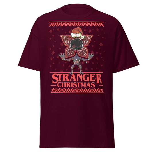 Stranger Christmas T-Shirt - Demogorgon Holiday Parody Tee - Maroon - T-Shirts Online