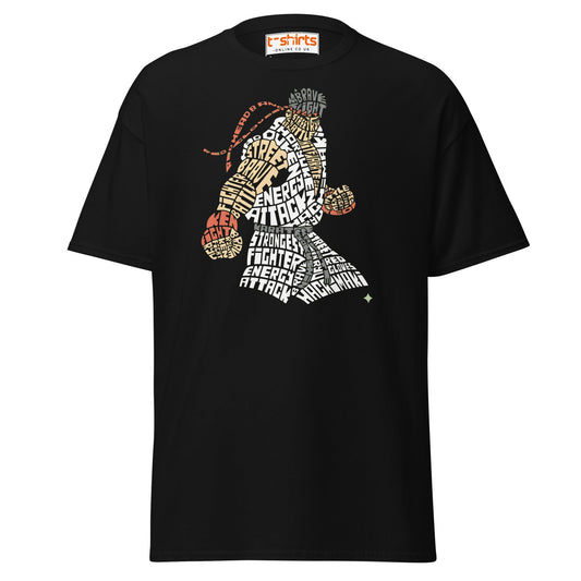 Street Fighter Word Art T-Shirt | Typography Fighter Tee - Black - T-Shirts Online